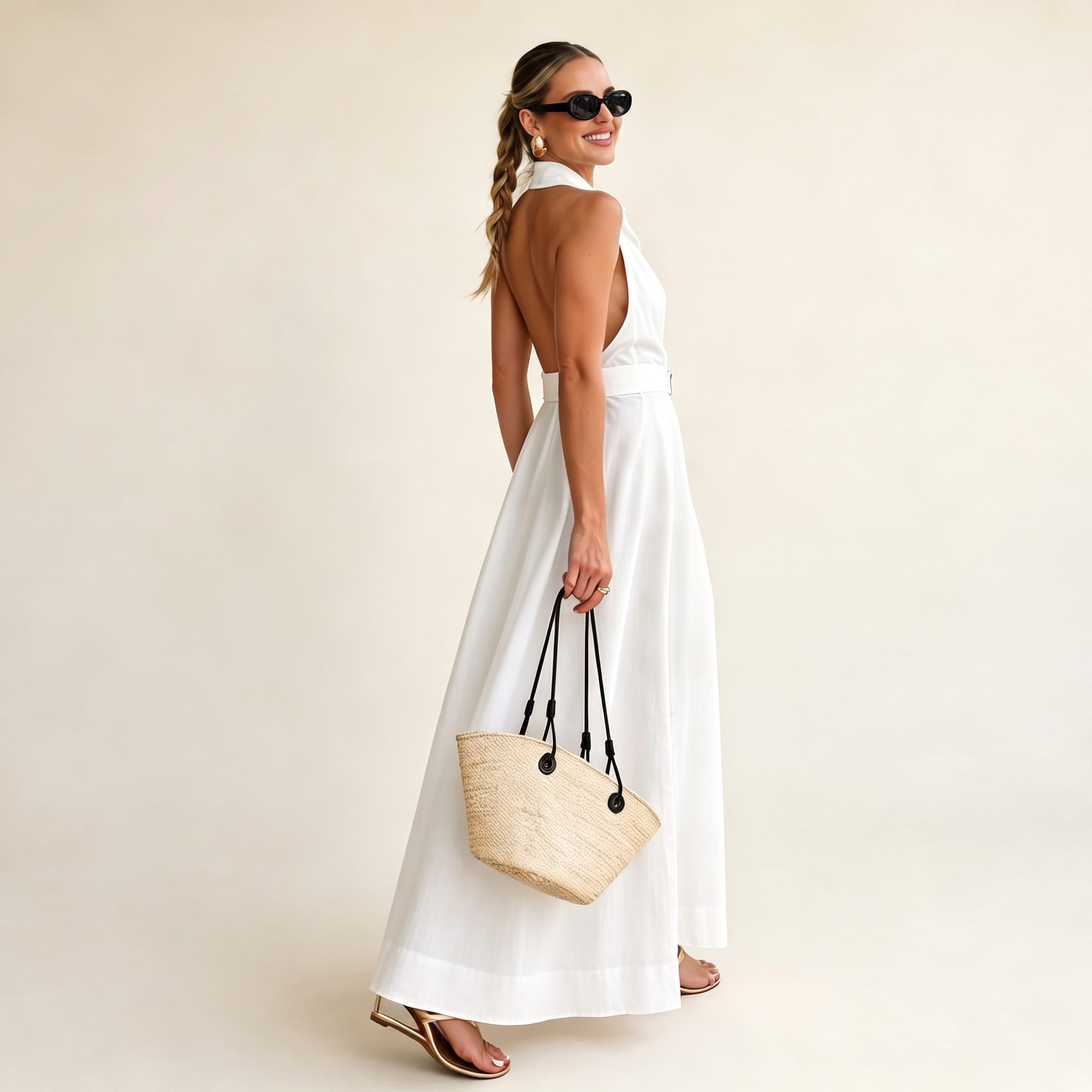 Vestido camisero blanco - vista lateral