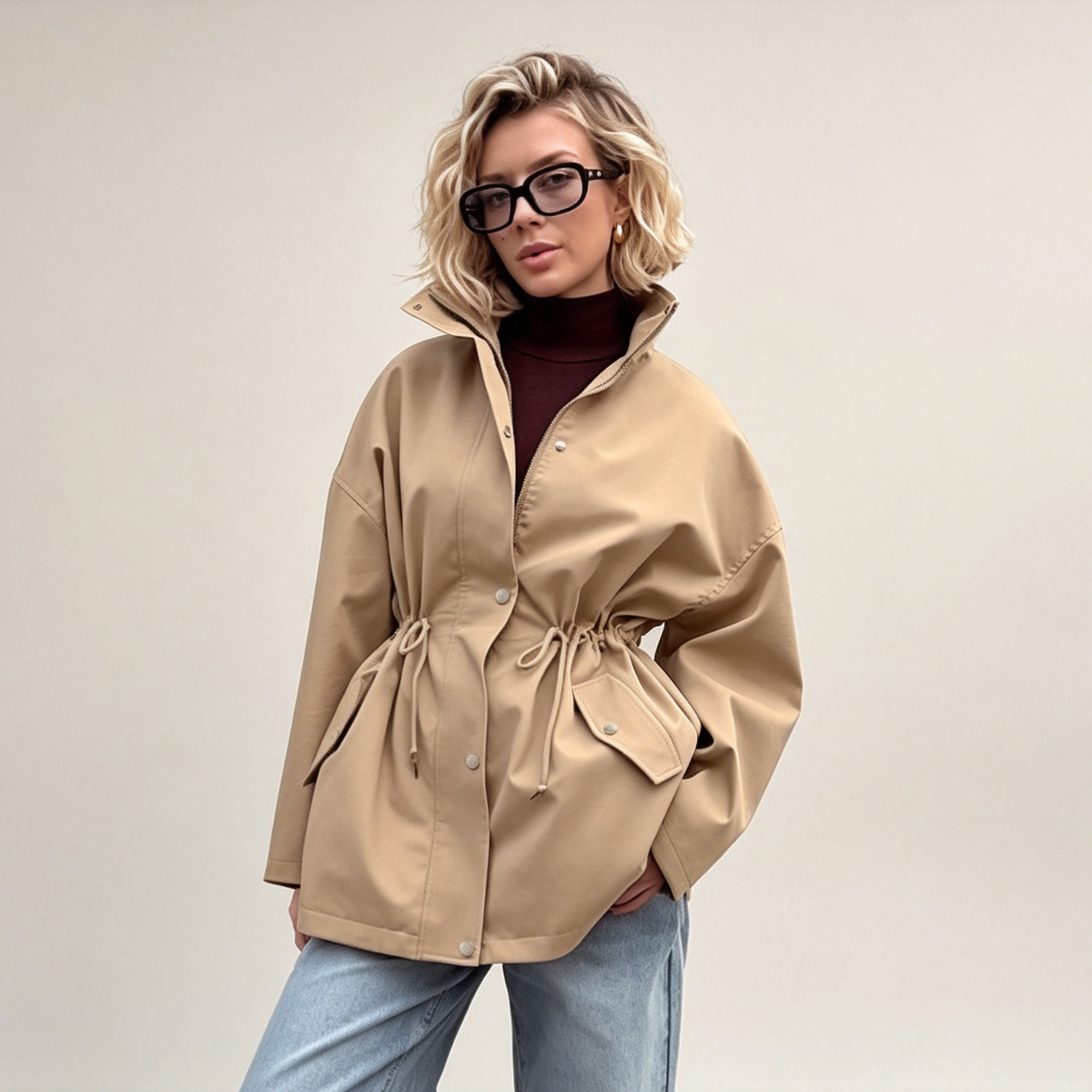 Chaqueta Oversize Beige - frontal