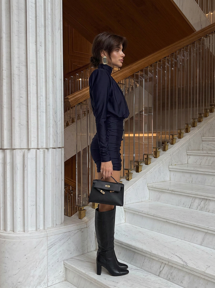 Vestido Corto Drapeado - lateral